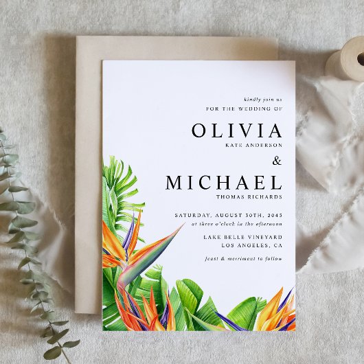 パラダイスの水彩鳥類QRコード結婚ズ 招待状