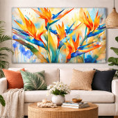 パラダイスの水色の鳥熱帯XLアート キャンバスプリント