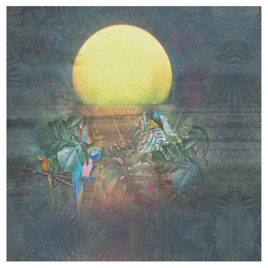 パラダイスの熱帯の夕日 ファブリック (クローズアップ)