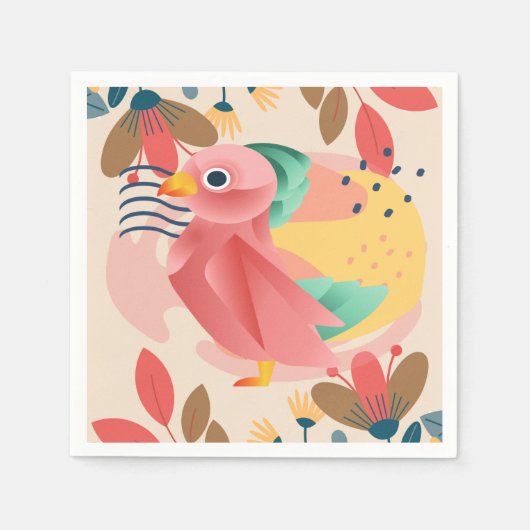 パラダイスの熱帯性鳴鳥 スタンダードカクテルナプキン (正面)