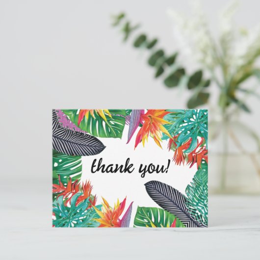 パラダイスの花とジャングル離れの感謝してい鳥 ポストカード (スタンド正面)