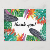 パラダイスの花とジャングル離れの感謝してい鳥 ポストカード (正面)