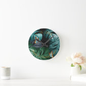 パラダイスの蝶々がブルースのトロピカルスプラッシュ、 ラウンド壁時計 (ホーム)
