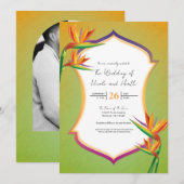 パラダイスの鳥のトロピカルウェディング招待状 招待状 (正面/裏面)