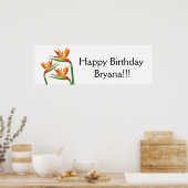 パラダイスの鳥トロピカルフラワーパーティーバナー ポスター (キッチン)