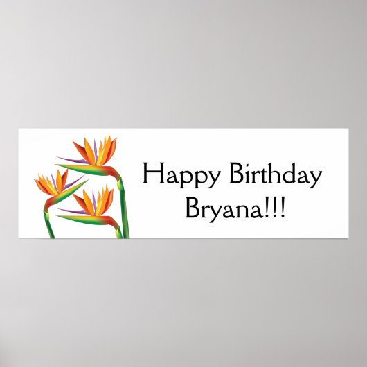 パラダイスの鳥トロピカルフラワーパーティーバナー ポスター (正面)