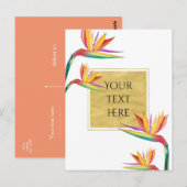 パラダイスの鳥 エレガント ゴールド ホワイト ウェディング ポストカード (正面/裏面)