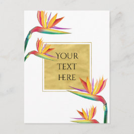 パラダイスの鳥 エレガント ゴールド ホワイト ウェディング ポストカード