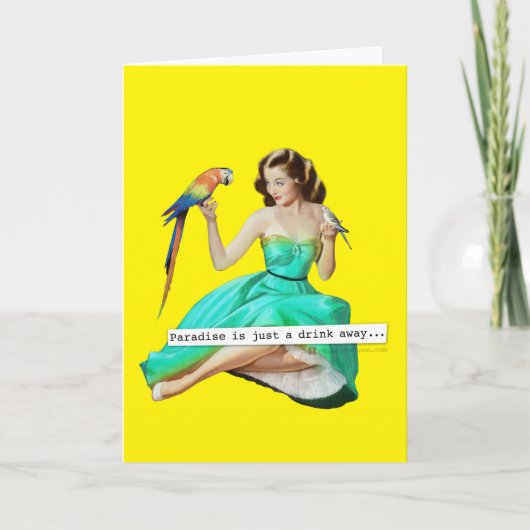 パラダイスはドリンク遠くに誕生日カード カード (正面)