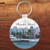 パラダイスアイランドバハマカラフル建物 キーホルダー (正面)