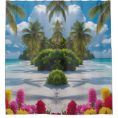 パラダイスアワits:沿岸開花シャワーアート シャワーカーテン (正面)