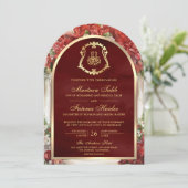 パラダイスアーチの赤い花園ムスリムウェディング 招待状 (スタンド正面)