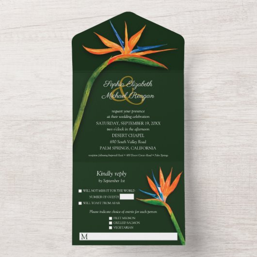 パラダイスウォーター結婚カラー オールインワン招待状 (内側)