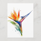 パラダイスエキゾチック花の明るい水色の鳥 ポストカード (正面)