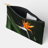 パラダイスオレンジトロピカルフラワーの鳥 アクセサリーポーチ (見開き)