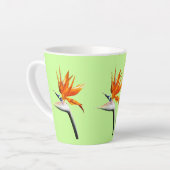 パラダイスオレンジトロピカルフラワーの鳥 カフェラテマグ (左アングル)