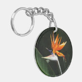 パラダイスオレンジトロピカルフラワーの鳥 キーホルダー (正面左)