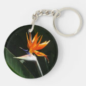 パラダイスオレンジトロピカルフラワーの鳥 キーホルダー (裏面)