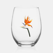 パラダイスオレンジトロピカルフラワーの鳥 ステムなしワイングラス (正面)
