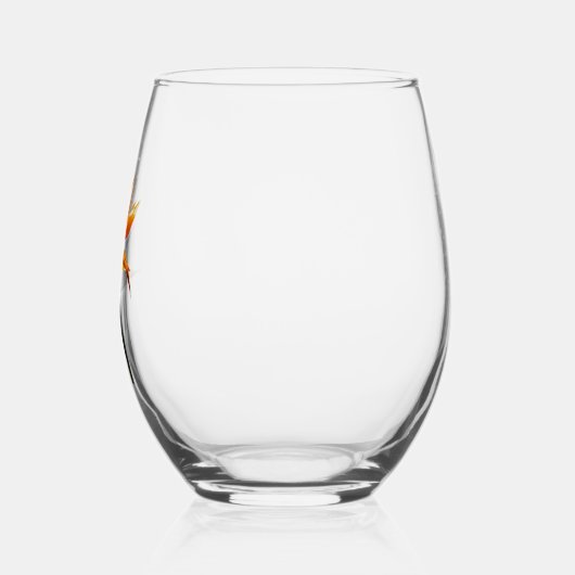 パラダイスオレンジトロピカルフラワーの鳥 ステムなしワイングラス (左)