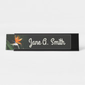 パラダイスオレンジトロピカルフラワーの鳥 デスクネームプレート (正面)