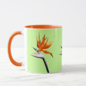 パラダイスオレンジトロピカルフラワーの鳥 マグカップ (左)
