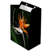 パラダイスオレンジトロピカルフラワーの鳥 ミディアムペーパーバッグ (裏面アングル)