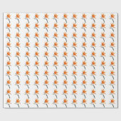 パラダイスオレンジトロピカルフラワーの鳥 ラッピングペーパー (フラット)