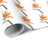 パラダイスオレンジトロピカルフラワーの鳥 ラッピングペーパー (ロールコーナー)