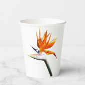 パラダイスオレンジトロピカルフラワーの鳥 紙コップ (裏面)