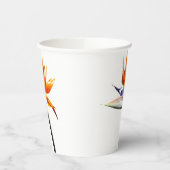 パラダイスオレンジトロピカルフラワーの鳥 紙コップ (左)
