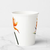パラダイスオレンジトロピカルフラワーの鳥 紙コップ (右)