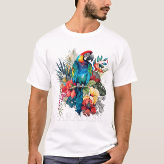 パラダイスオロットトロピカルバードバケーションビーチフロー Tシャツ