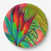 パラダイスカラフルフラワーの鳥 ペーパープレート (正面)
