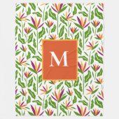 パラダイスカラフルフラワーモノグラム フリースブランケット (正面)