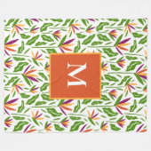 パラダイスカラフルフラワーモノグラム フリースブランケット (正面(横))