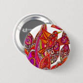 パラダイスカラフルホワイトボタンの鳥 缶バッジ (正面&裏面)