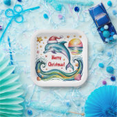 パラダイスクリスマスドルフィン ペーパープレート (パーティー)