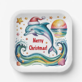パラダイスクリスマスドルフィン ペーパープレート