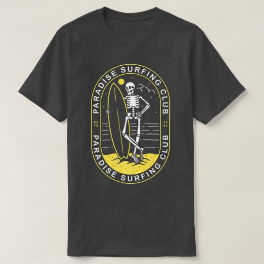 パラダイスサーフィンクラブスケルトン  Tシャツ (デザイン正面)