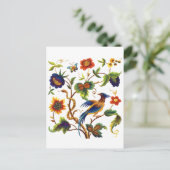 パラダイスジャコビーン刺繍の鳥 ポストカード (スタンド正面)