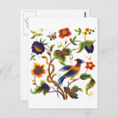 パラダイスジャコビーン刺繍の鳥 ポストカード (正面/裏面)