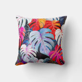 パラダイスジャングルの熱帯地方の葉 クッション (裏面)