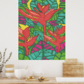 パラダイストロピカルジャングルの鳥 ポスター (キッチン)