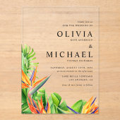 パラダイストロピカルズの水色結婚の鳥 アクリル招待状 (正面)