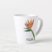 パラダイストロピカルフラワーパーソナライズされたの鳥 カフェラテマグ (右アングル)