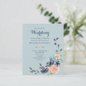 パラダイスネイビーコーラルセージフローラ結婚式招待状 (スタンド正面)