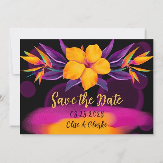 パラダイスハイビスカスの鳥は日付カードを保存 招待状 (正面)