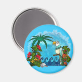 パラダイスハワイ州オウム&ハイビスカス マグネット (正面/裏面)