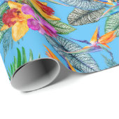 パラダイスバードアンドオーキッドサマーブルーガーデン ラッピングペーパー (ロールコーナー)